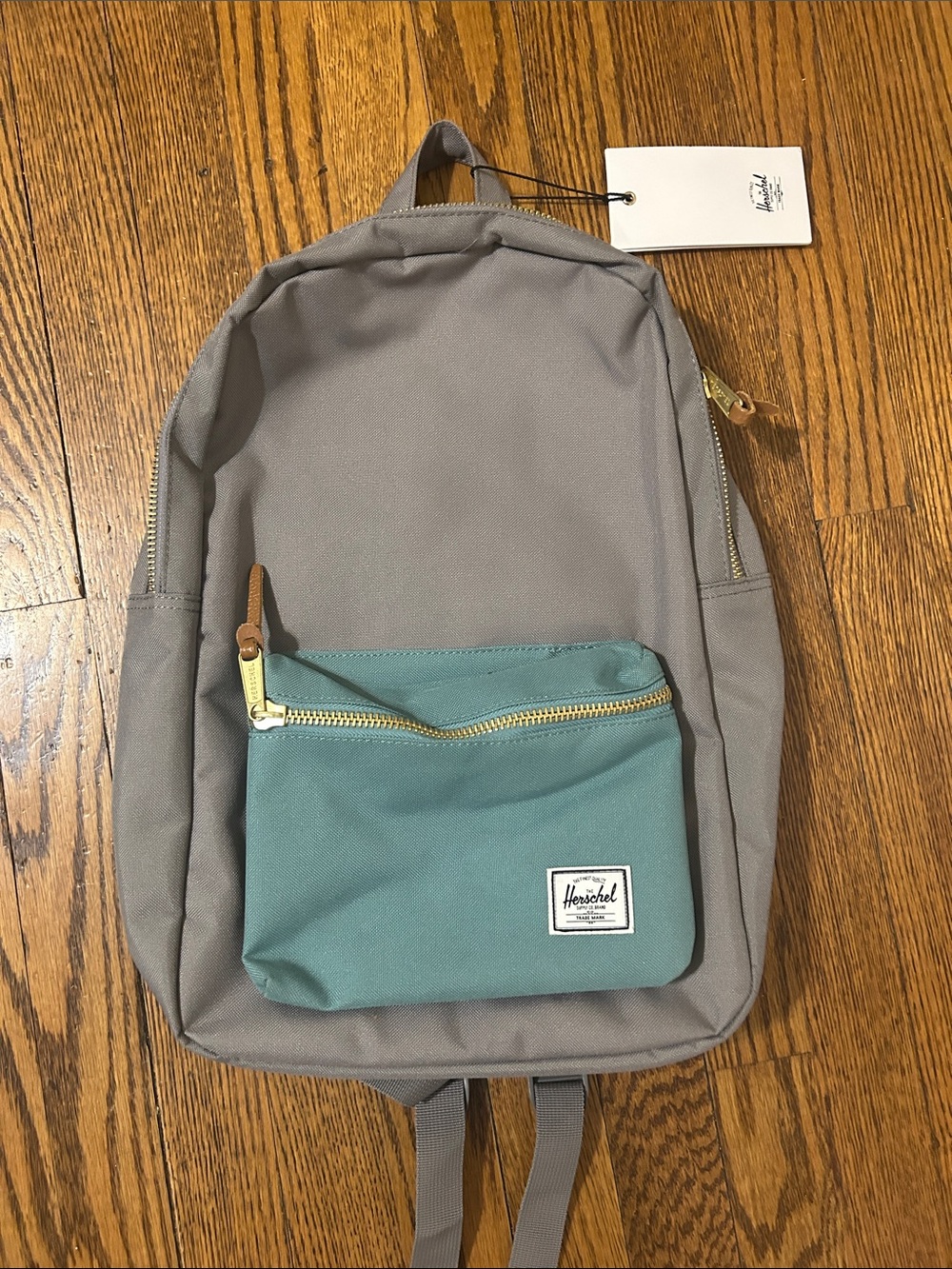 Herschel Supply Company Gray Backpack with Teal Front Pocket